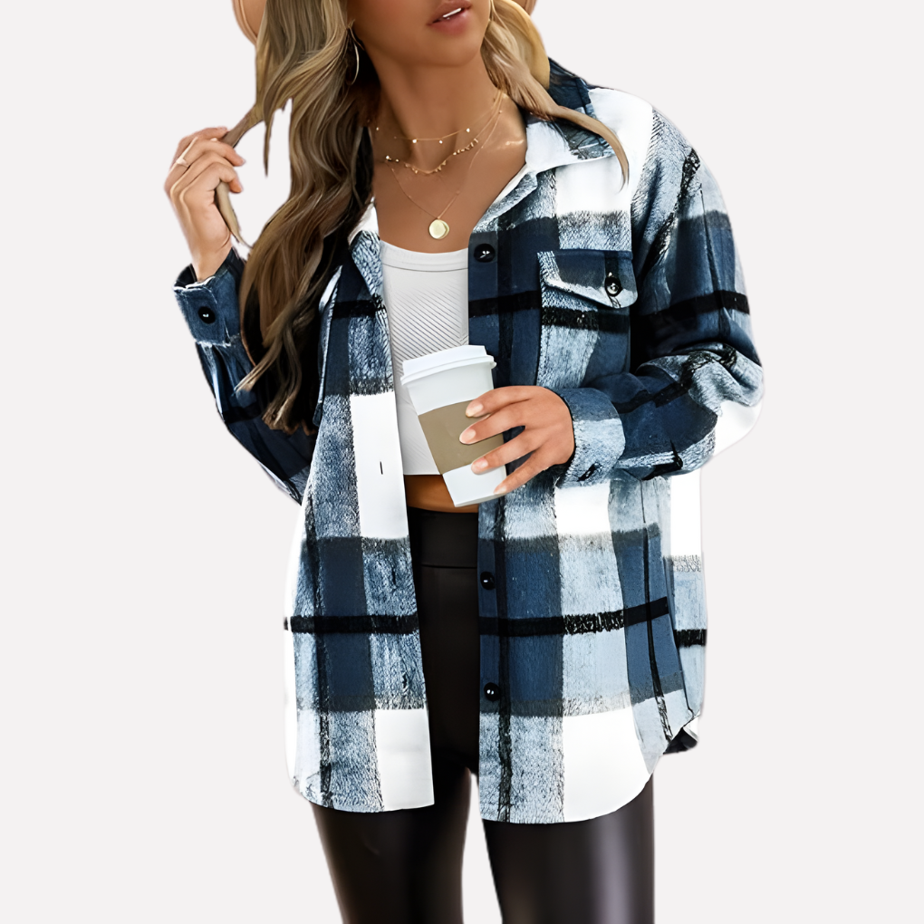 Karierte Damen-Hemdjacke