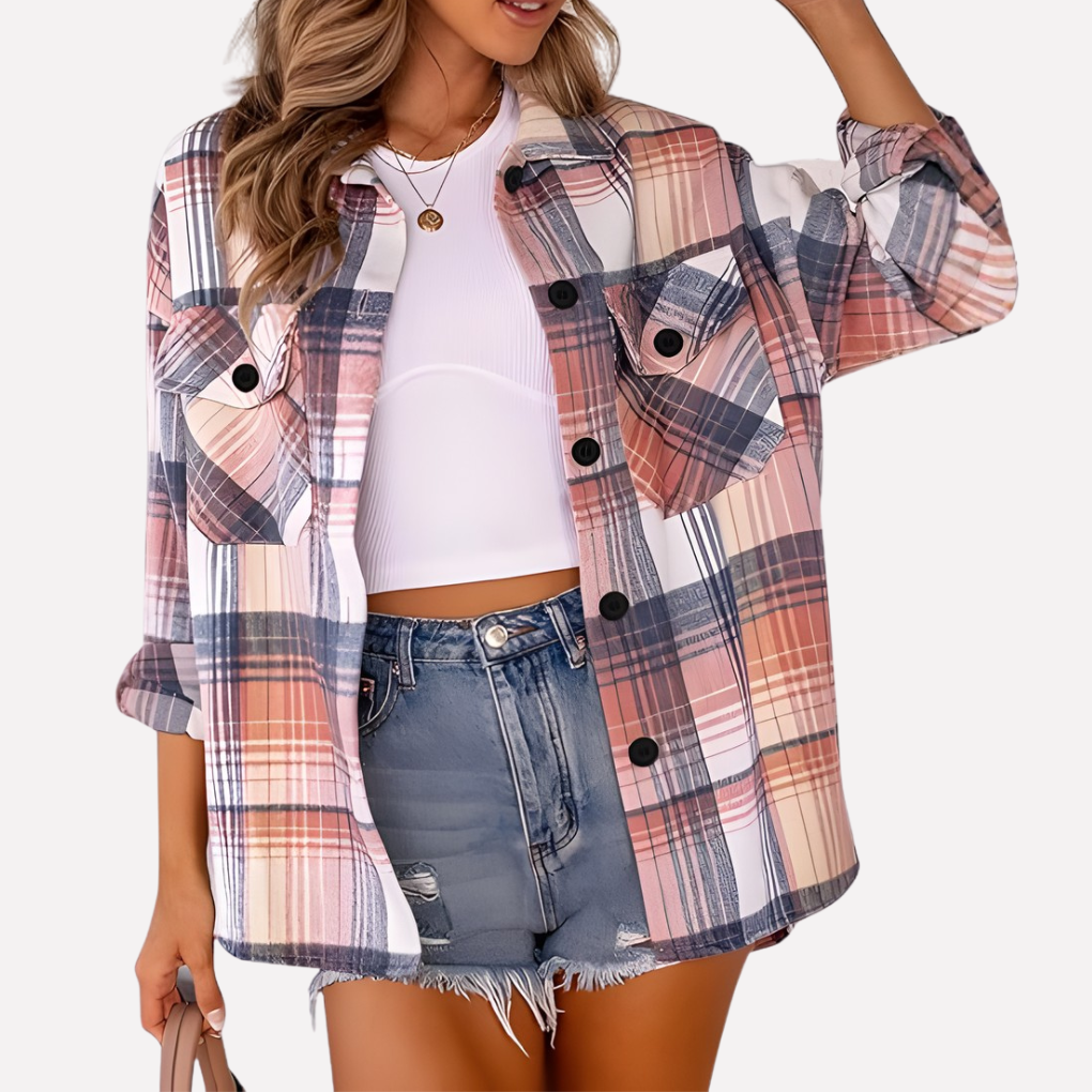 Karierte Damen-Hemdjacke