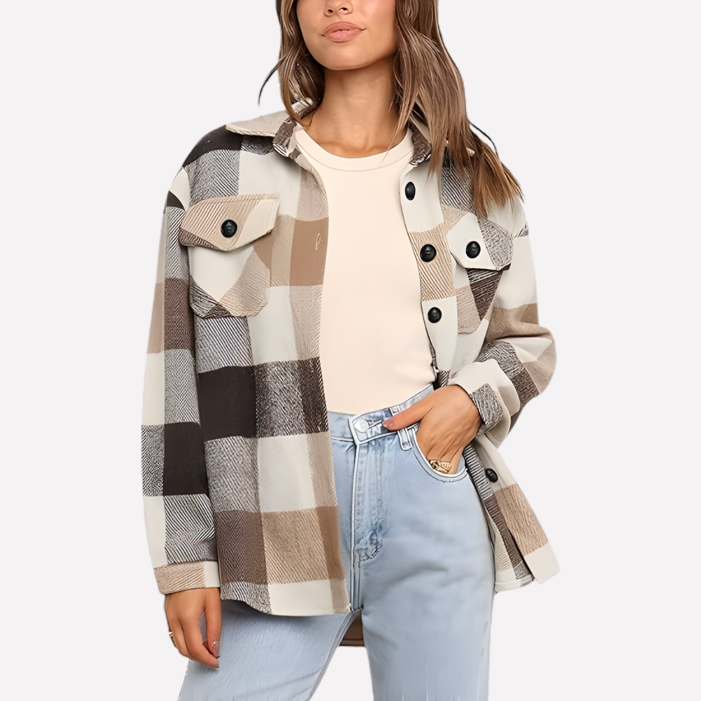 Karierte Damen-Hemdjacke