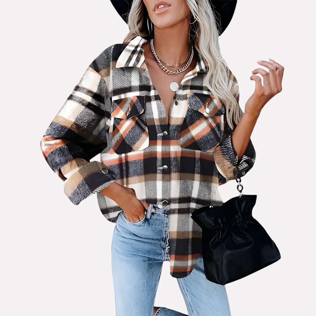 Karierte Damen-Hemdjacke