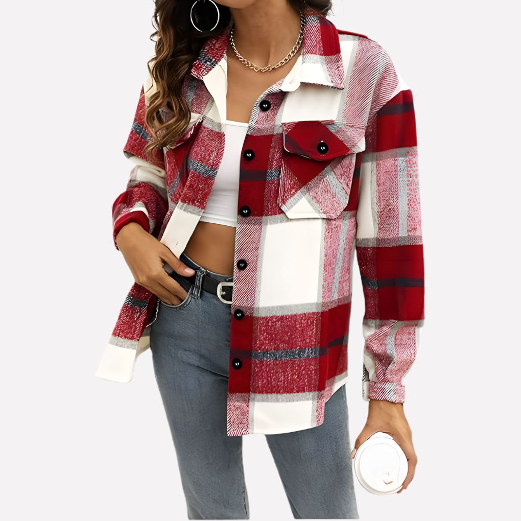 Karierte Damen-Hemdjacke