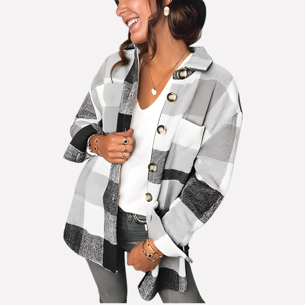 Karierte Damen-Hemdjacke