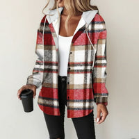 Karierte Damen-Hemdjacke mit Kapuze für den Winter