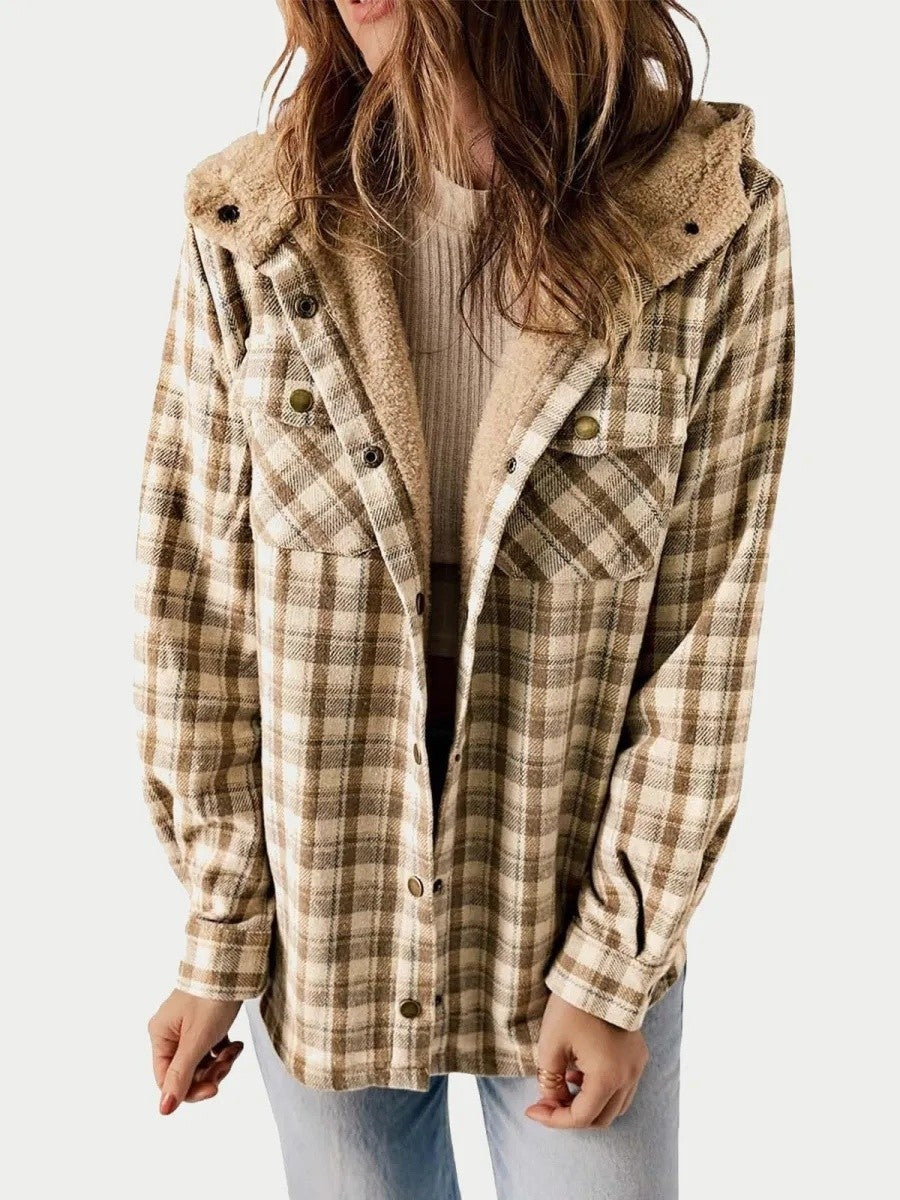 Karierte Damenjacke mit Kapuze