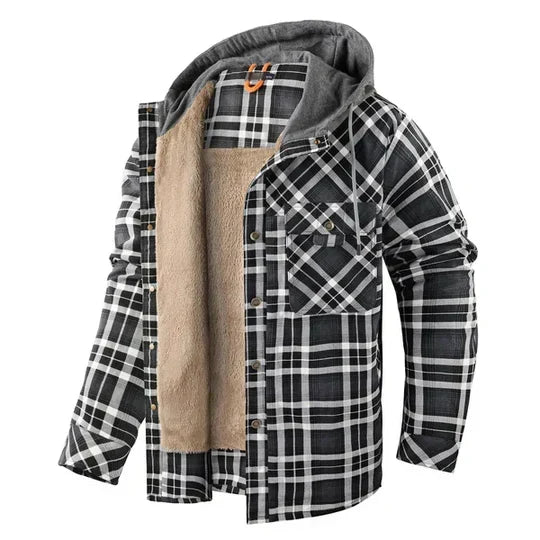Karierte Hemdjacke mit Kapuze für Herren