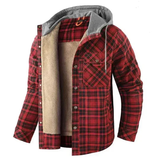 Karierte Hemdjacke mit Kapuze für Herren