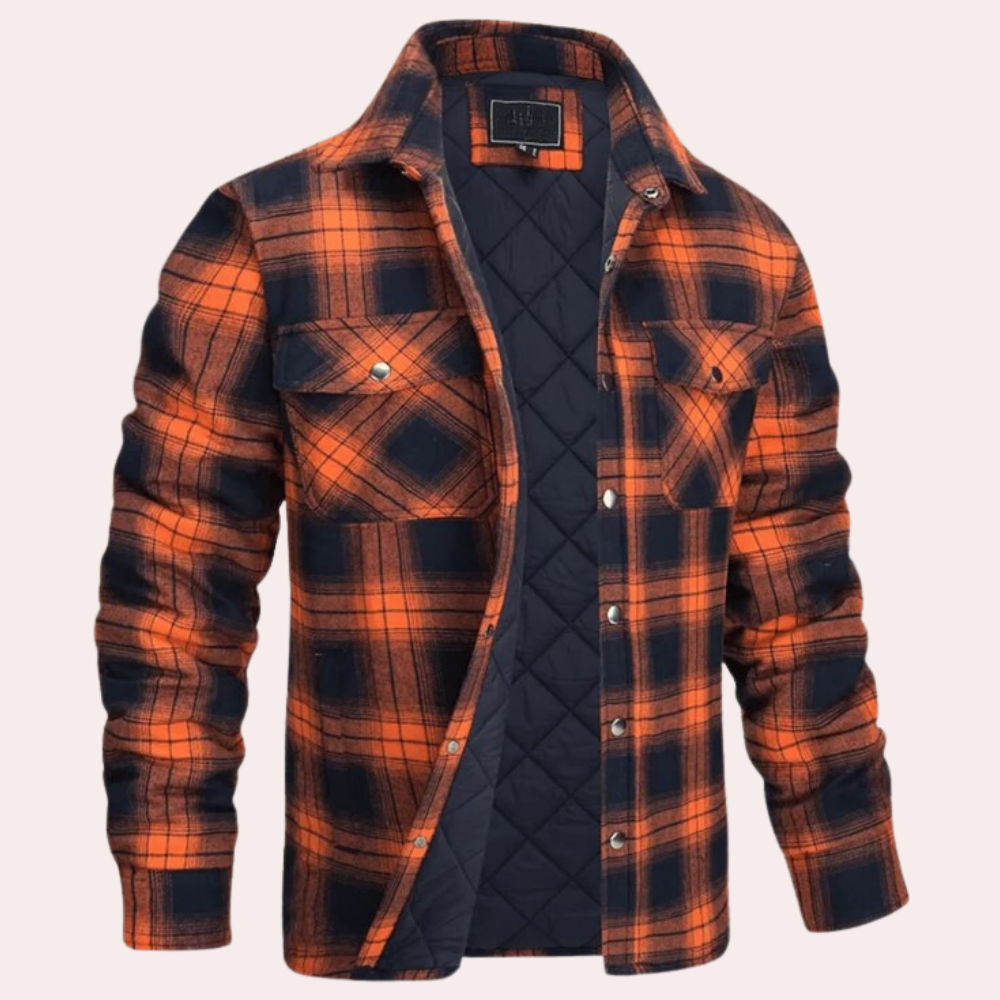 Karierte Herren-Hemdjacke mit Knöpfen