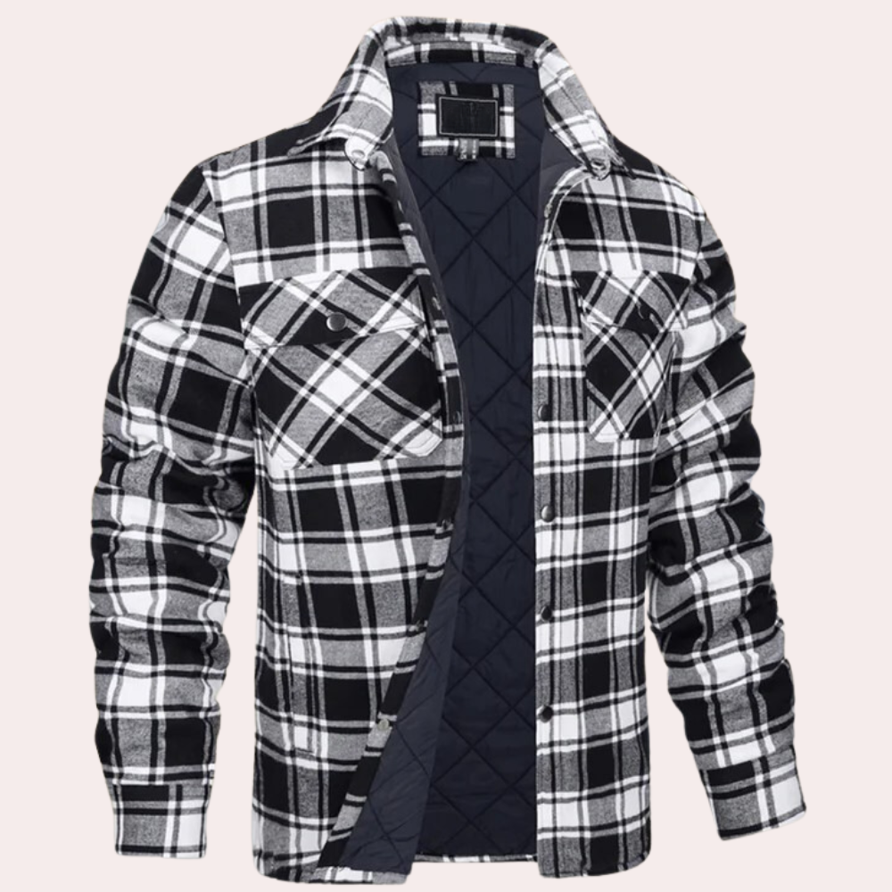 Karierte Herren-Hemdjacke mit Knöpfen