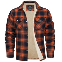 Karierte Herren-Hemdjacke mit Sherpa-Futter
