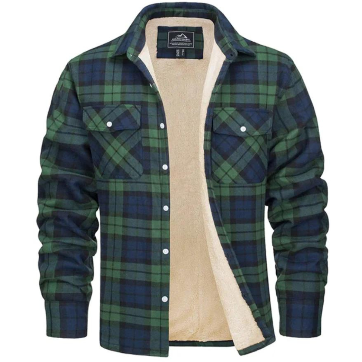 Karierte Herren-Hemdjacke mit Sherpa-Futter