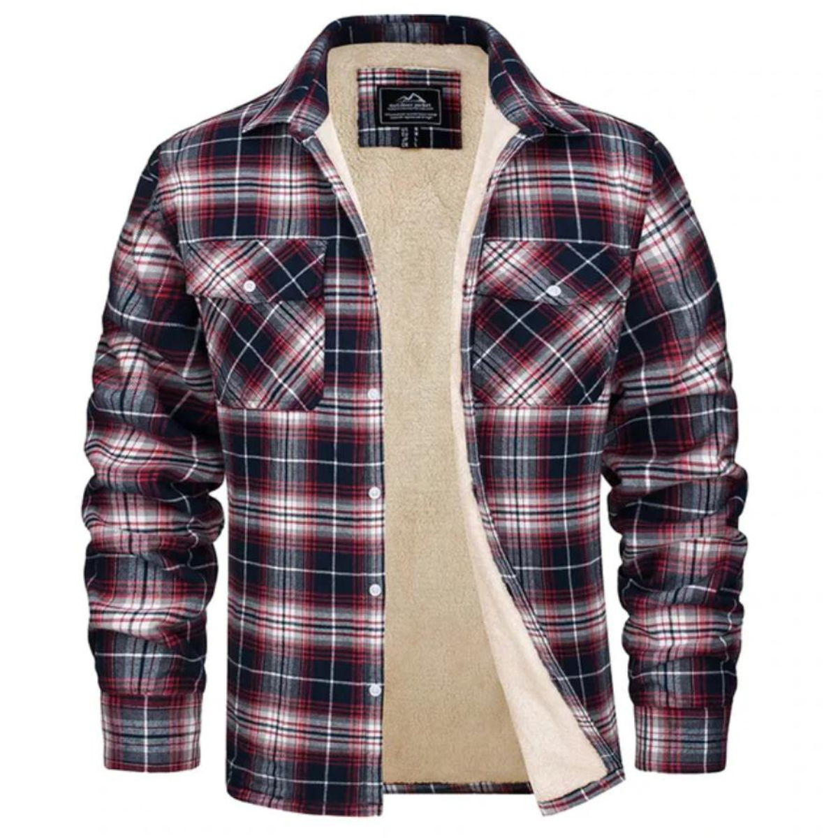 Karierte Herren-Hemdjacke mit Sherpa-Futter
