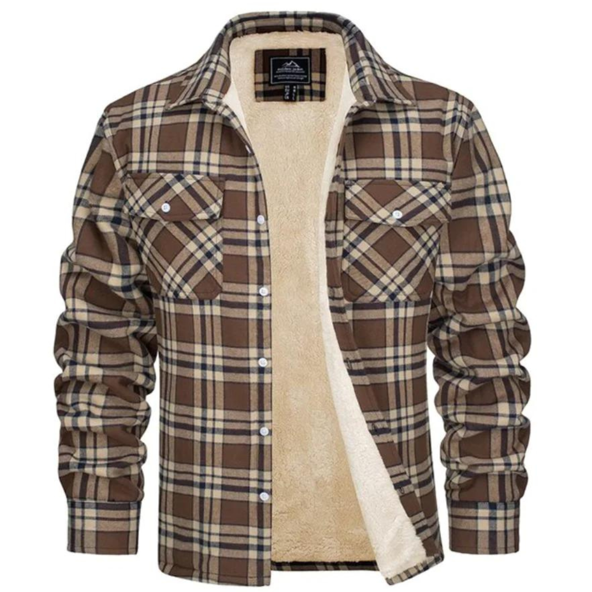 Karierte Herren-Hemdjacke mit Sherpa-Futter