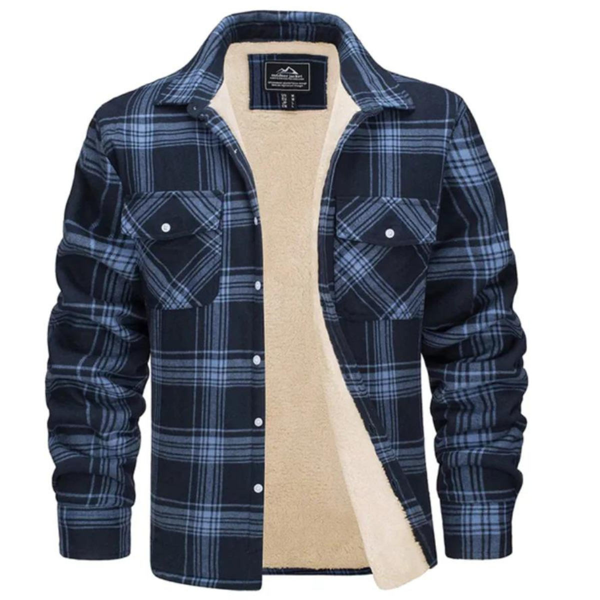 Karierte Herren-Hemdjacke mit Sherpa-Futter