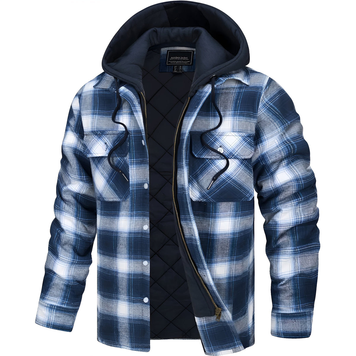 Karierte Herrenjacke mit Kapuze