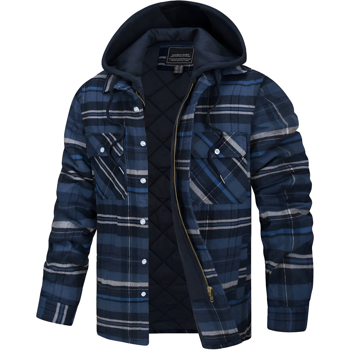Karierte Herrenjacke mit Kapuze