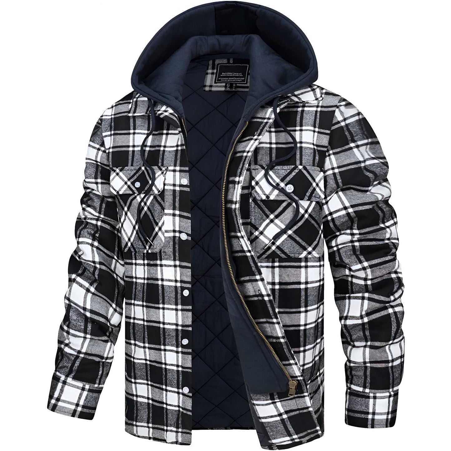 Karierte Herrenjacke mit Kapuze
