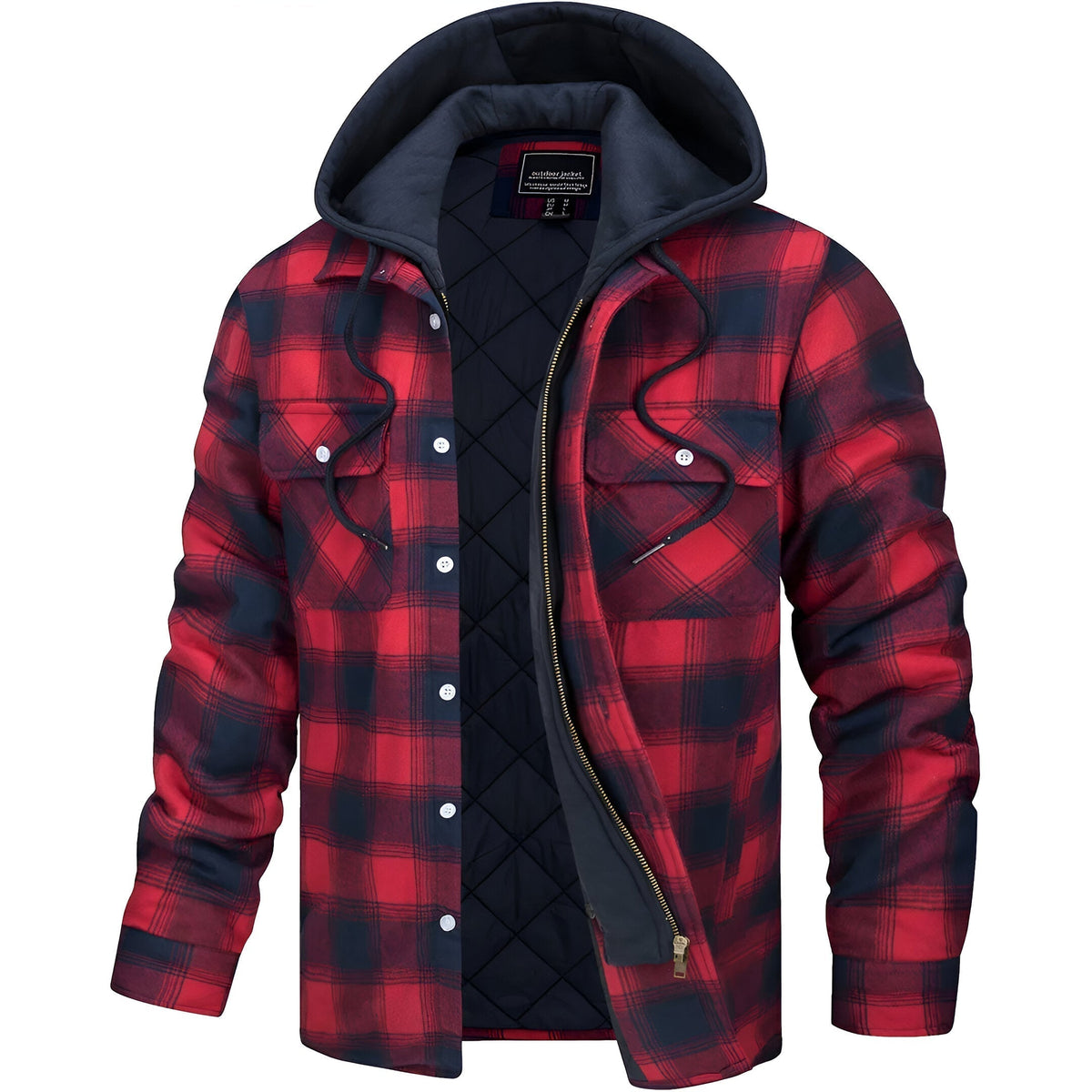Karierte Herrenjacke mit Kapuze