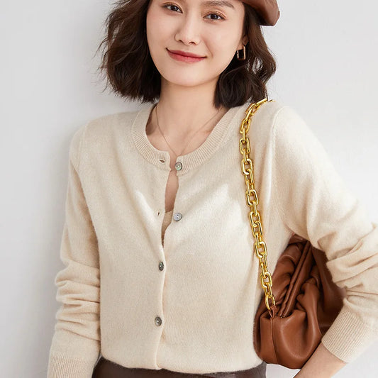 Kaschmir-Strickjacke für Frühling und Herbst