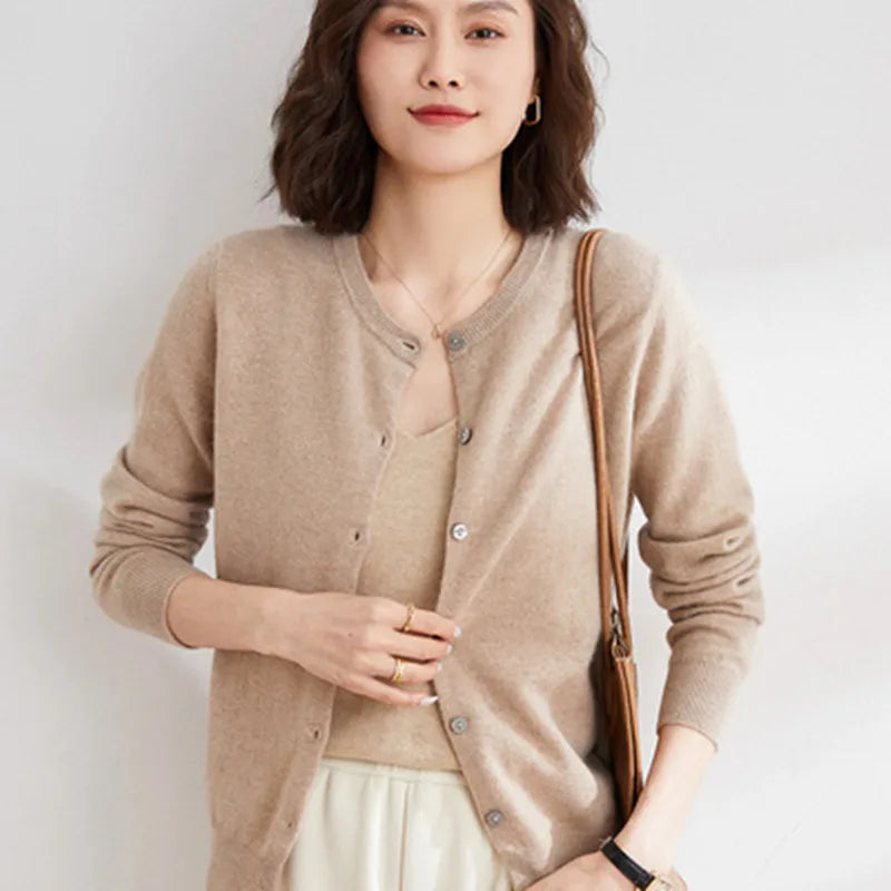 Kaschmir-Strickjacke für Frühling und Herbst