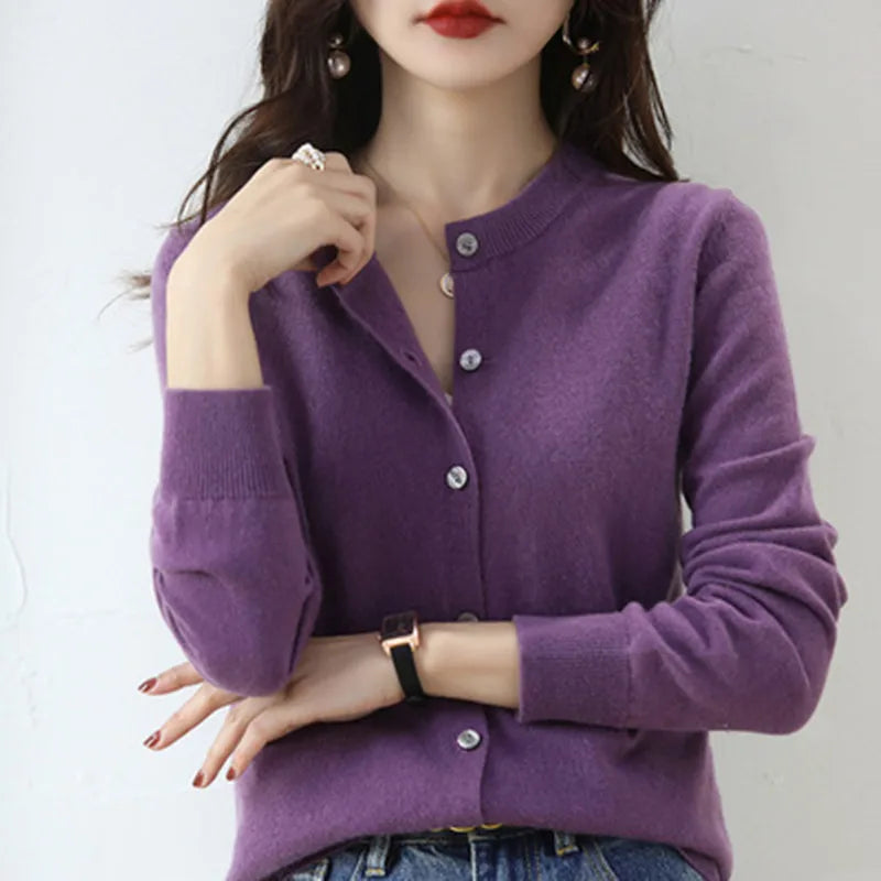 Kaschmir-Strickjacke für Frühling und Herbst