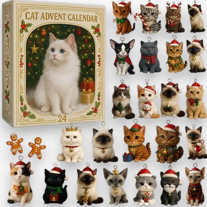 Katzen-Adventskalender in Weihnachtsbaumform