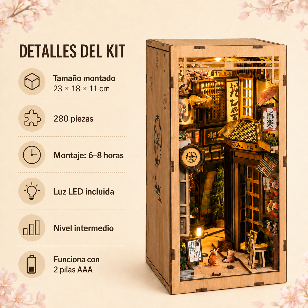 Katzengasse – Japanisches DIY-Book-Nook mit LED-Beleuchtung
