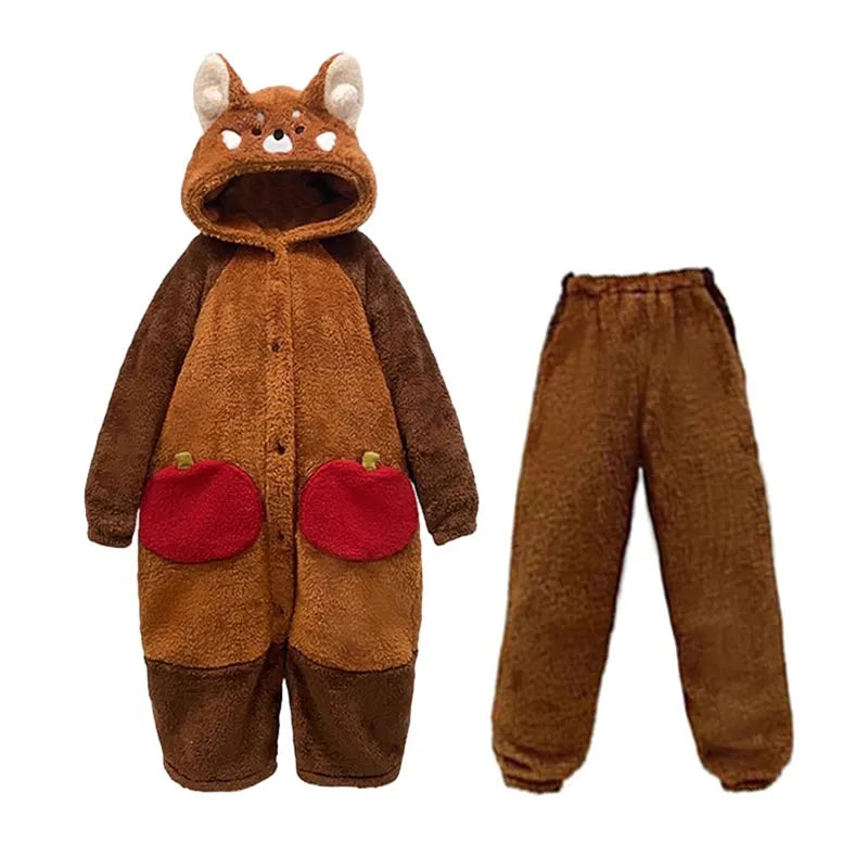 Kawaii Cartoon-Pyjama-Set mit rotem Panda