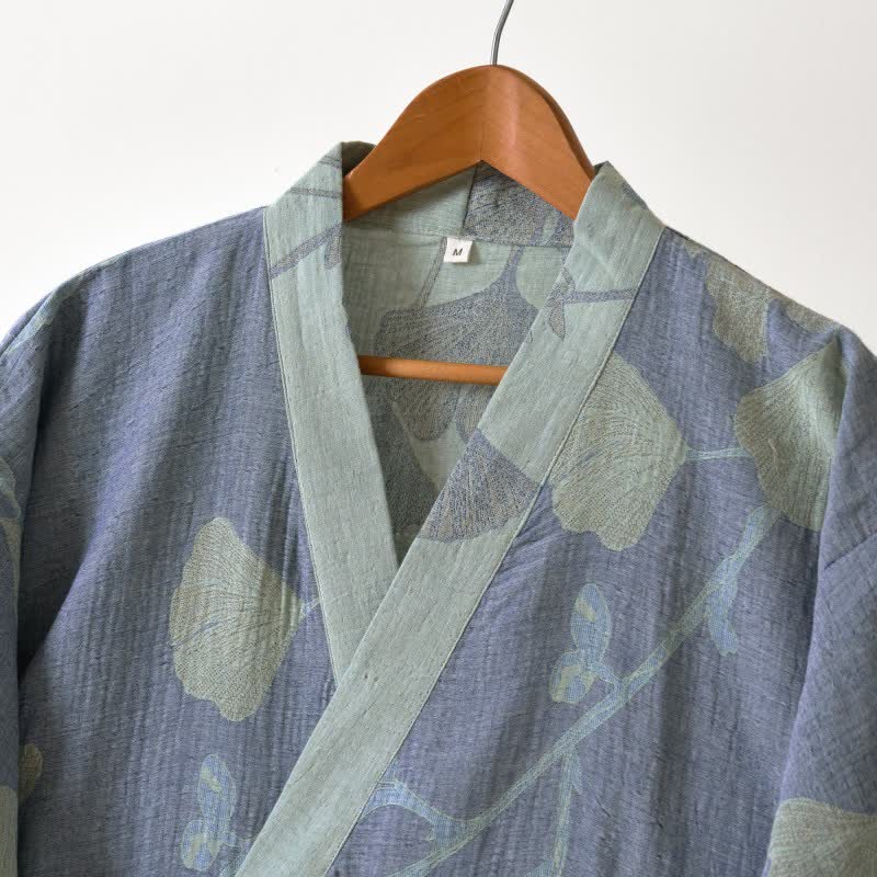 Kimono-Bademantel aus atmungsaktiver Bio-Baumwolle mit leichter, weicher Webstruktur