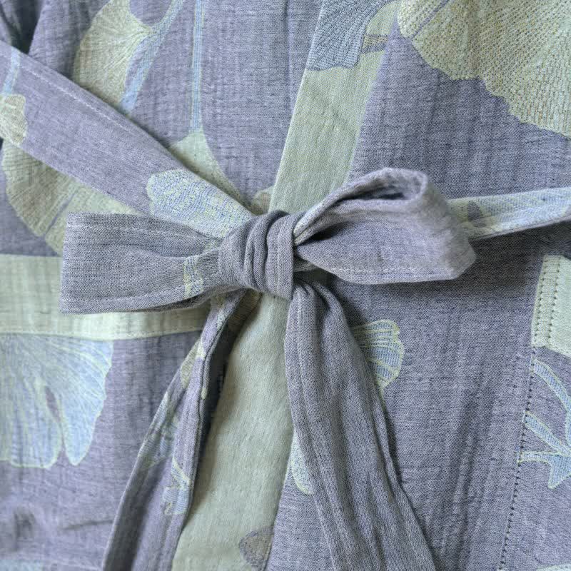 Kimono-Bademantel aus atmungsaktiver Bio-Baumwolle mit leichter, weicher Webstruktur