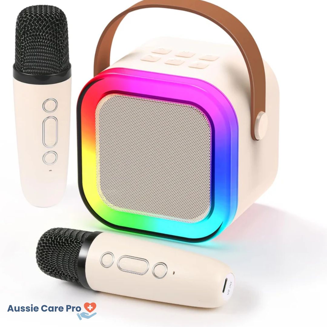 Kinder-Karaoke-Maschine – Bluetooth mit kabellosen Mikrofonen und Lichteffekten