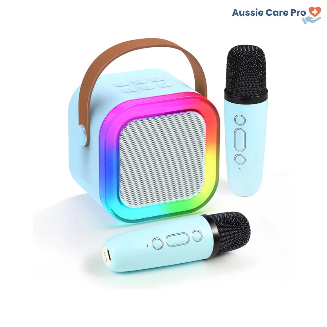 Kinder-Karaoke-Maschine – Bluetooth mit kabellosen Mikrofonen und Lichteffekten