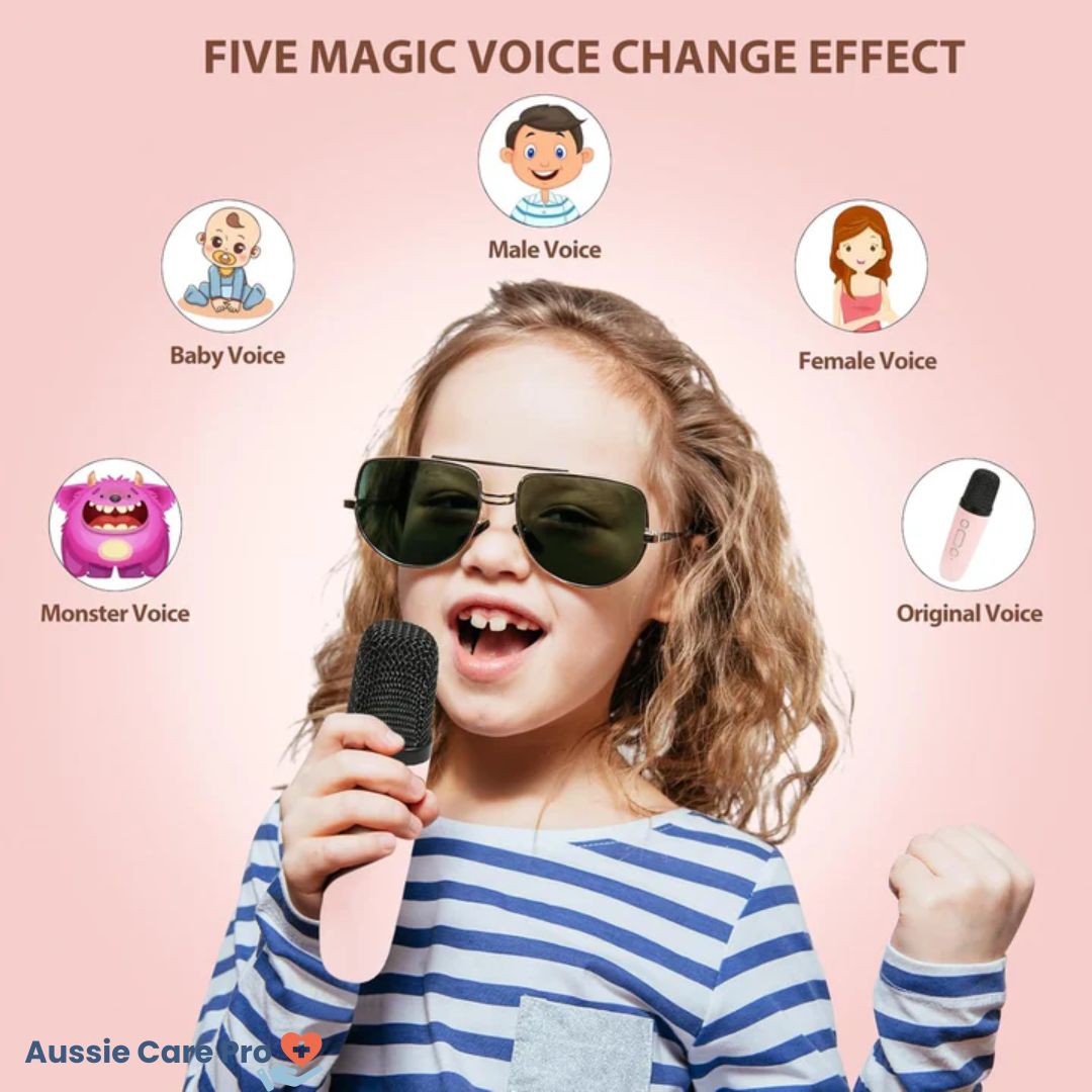 Kinder-Karaoke-Maschine – Bluetooth mit kabellosen Mikrofonen und Lichteffekten