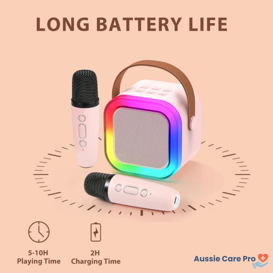 Kinder-Karaoke-Maschine – Bluetooth mit kabellosen Mikrofonen und Lichteffekten