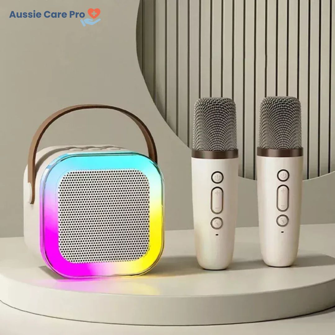 Kinder-Karaoke-Maschine – Bluetooth mit kabellosen Mikrofonen und Lichteffekten
