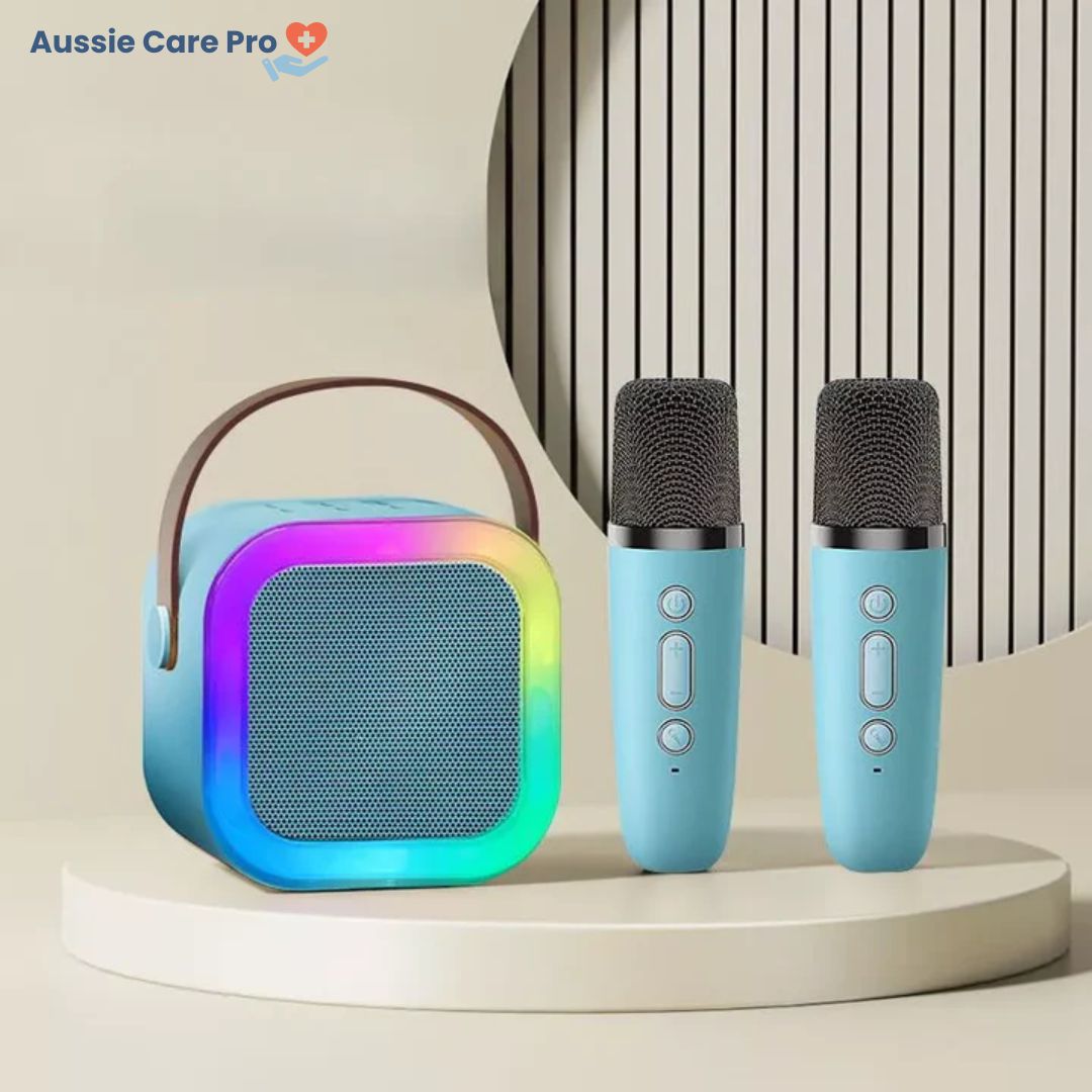 Kinder-Karaoke-Maschine – Bluetooth mit kabellosen Mikrofonen und Lichteffekten