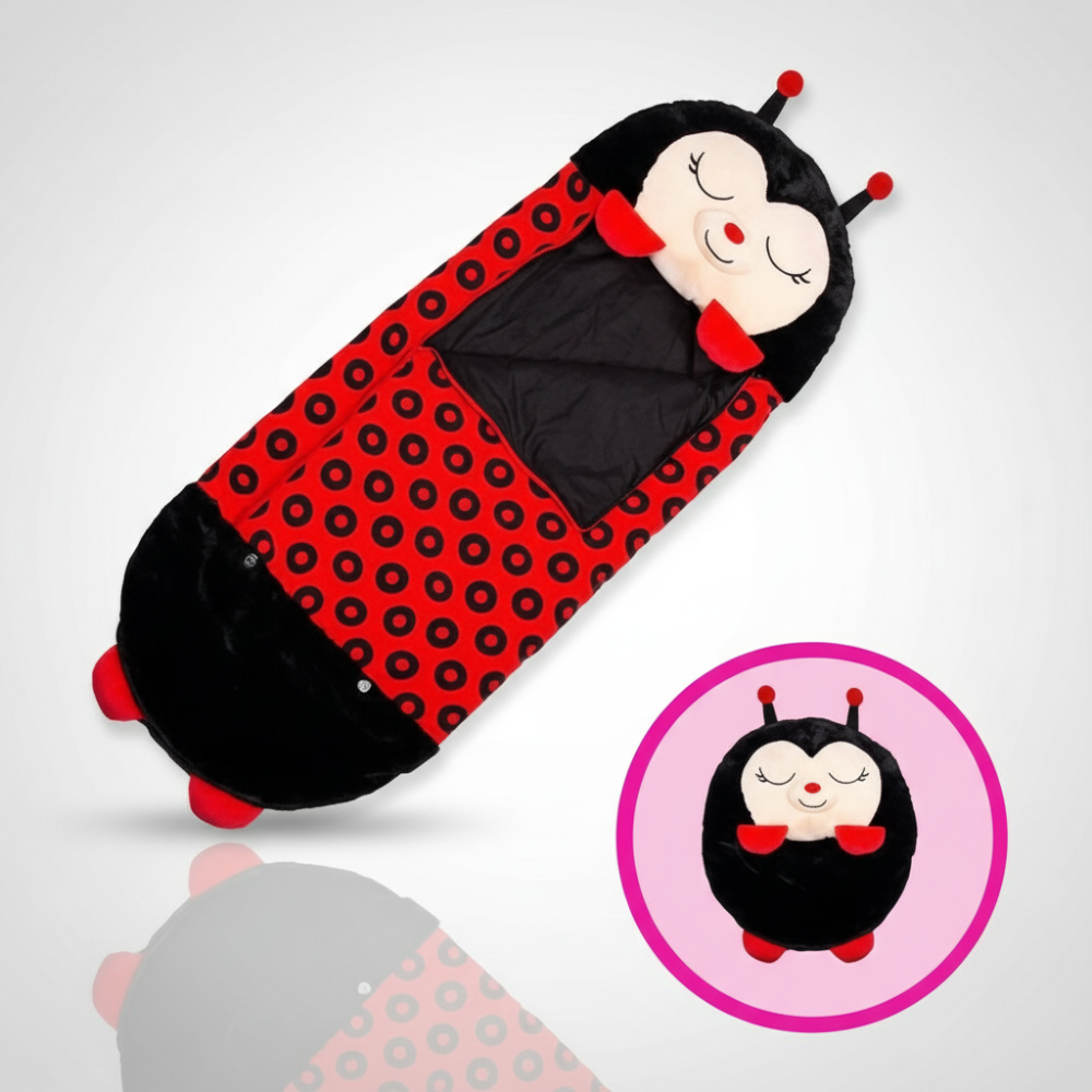 Kinder-Schlafsack mit Kapuze im Tierdesign – leicht, faltbar und weich für Übernachtungen