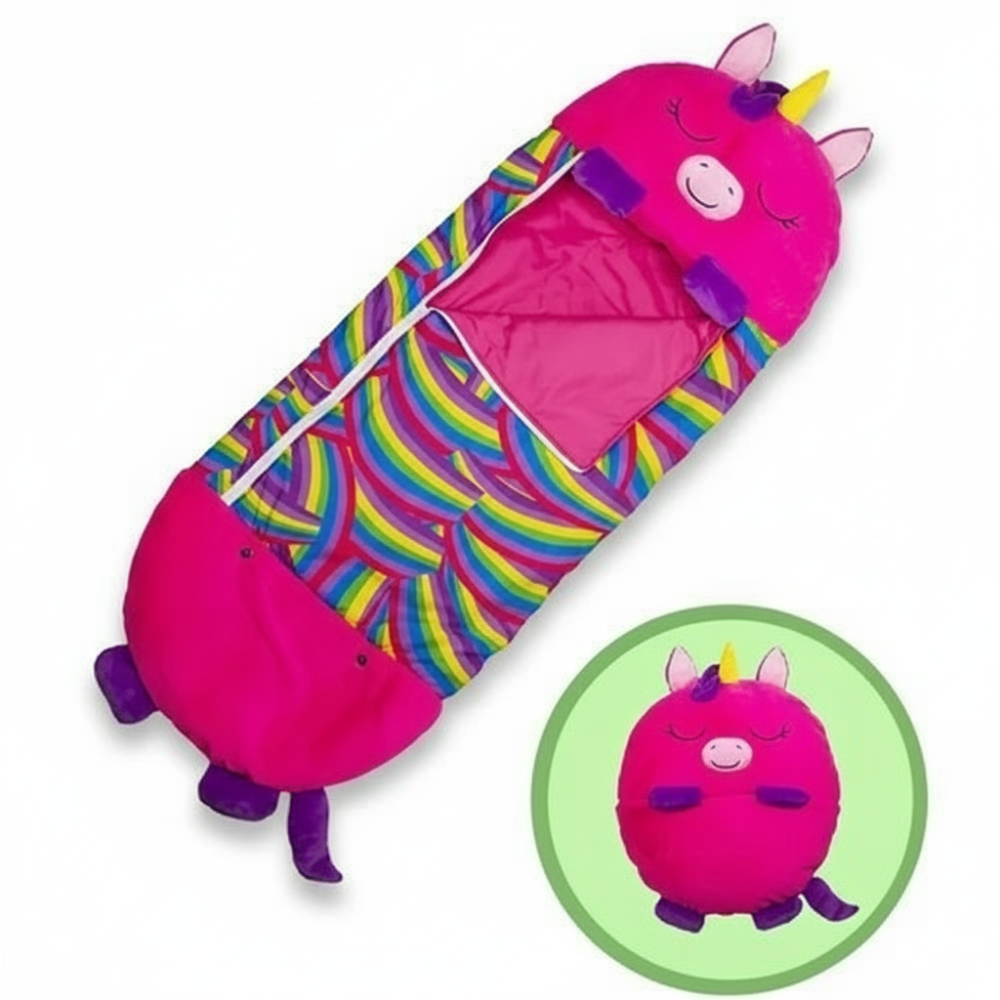 Kinder-Schlafsack mit Kapuze im Tierdesign – leicht, faltbar und weich für Übernachtungen