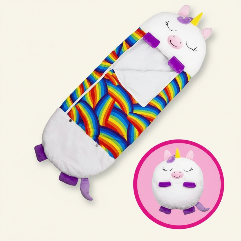 Kinder-Schlafsack mit Kapuze im Tierdesign – leicht, faltbar und weich für Übernachtungen