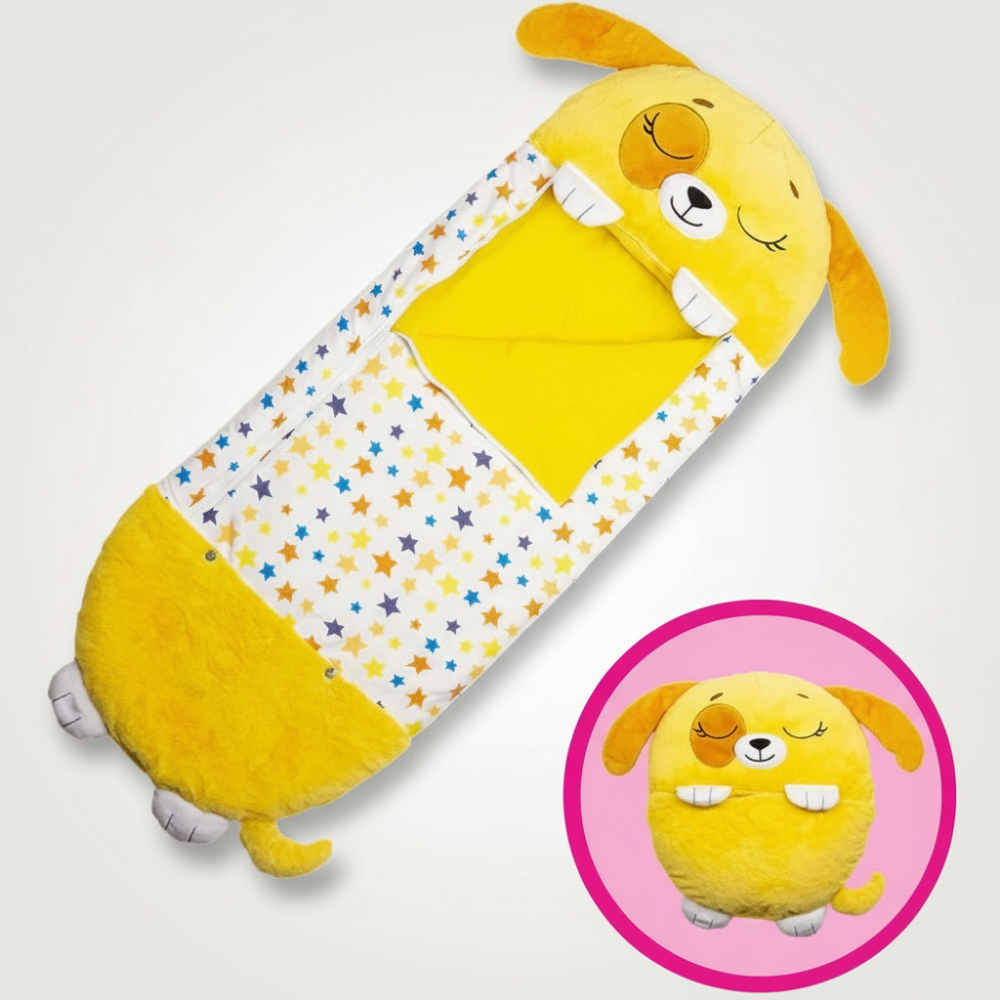 Kinder-Schlafsack mit Kapuze im Tierdesign – leicht, faltbar und weich für Übernachtungen
