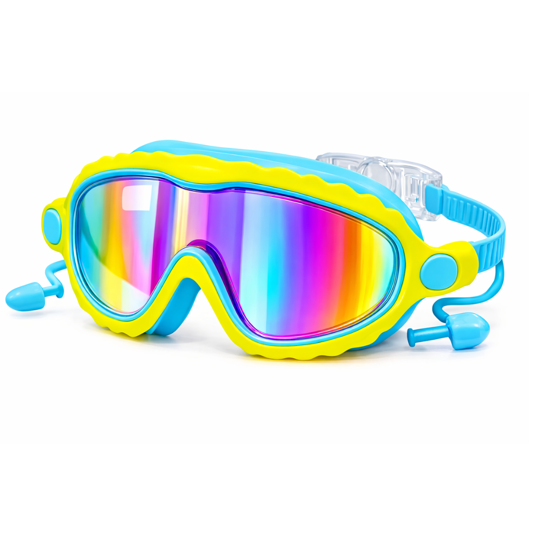 Kinder-Schwimmbrille mit Gehörschutz und klarer Sicht