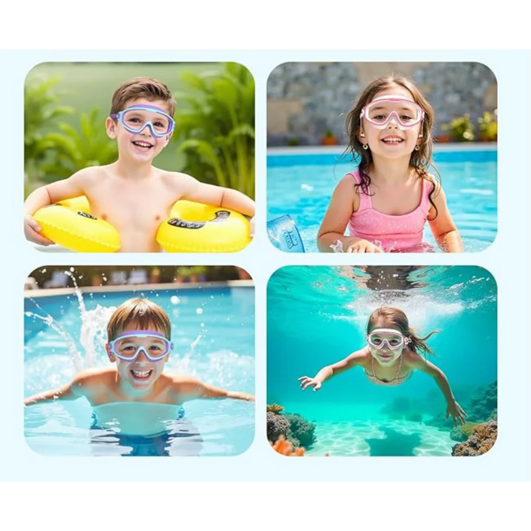 Kinder-Schwimmbrille mit Gehörschutz und klarer Sicht