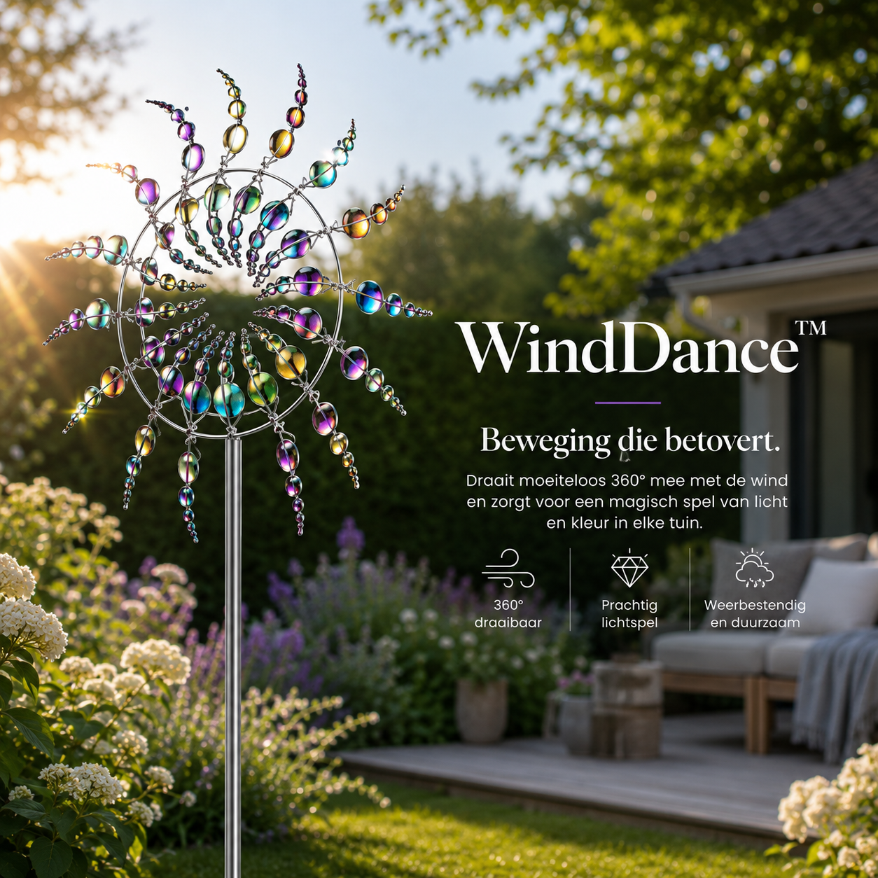 Kinetisches Garten-Windspiel — Metall, doppellagig, windbetrieben