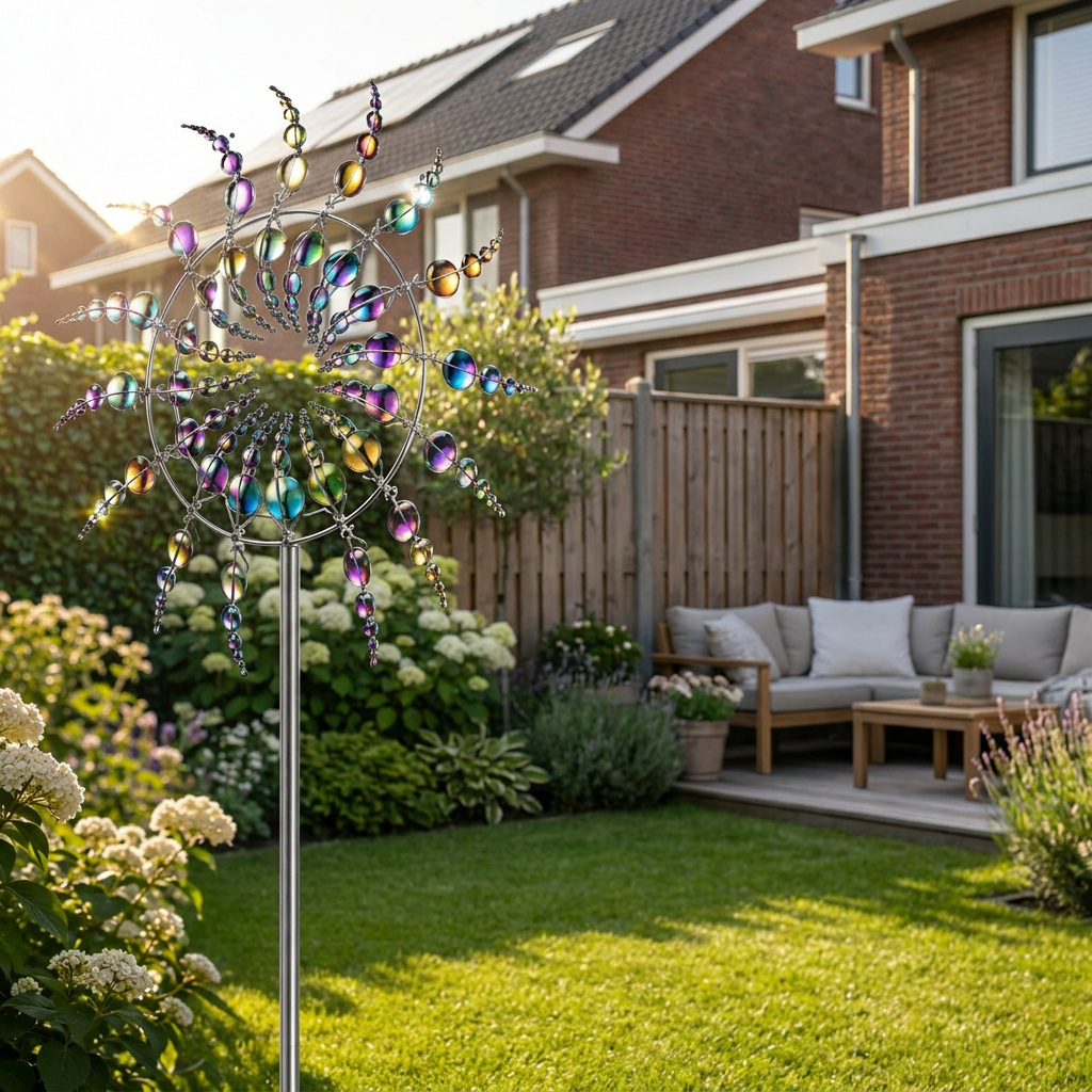 Kinetisches Garten-Windspiel — Metall, doppellagig, windbetrieben