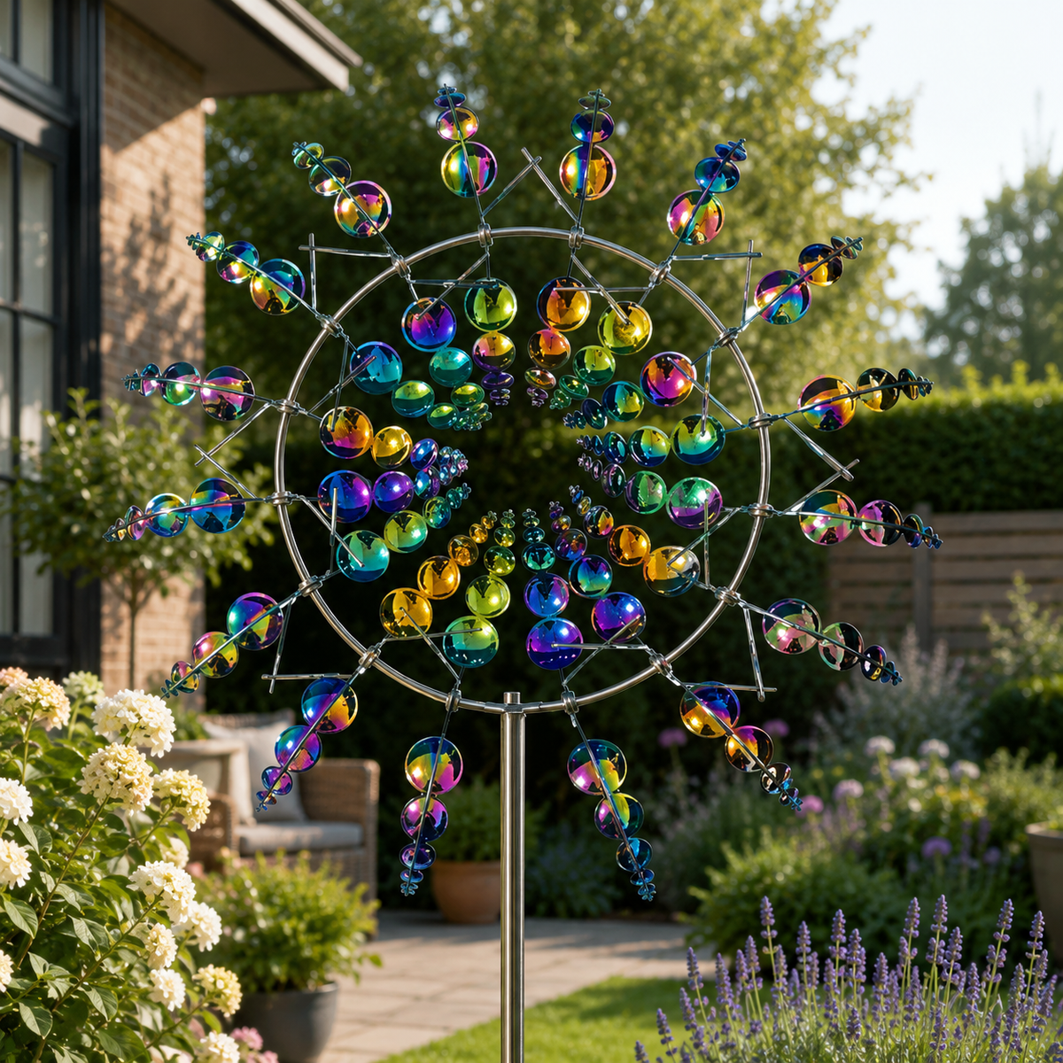 Kinetisches Garten-Windspiel — Metall, doppellagig, windbetrieben