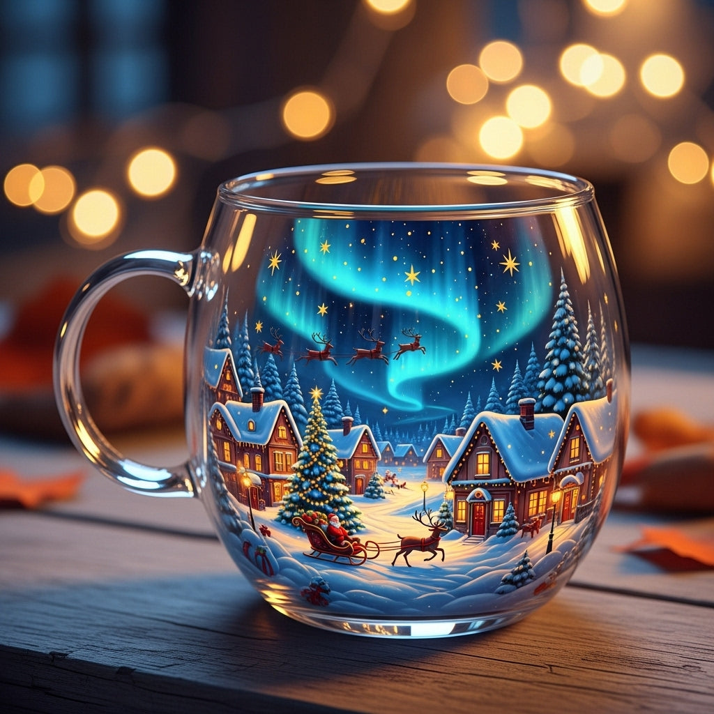 Klarglas-Tasse mit Landschaftsmotiv
