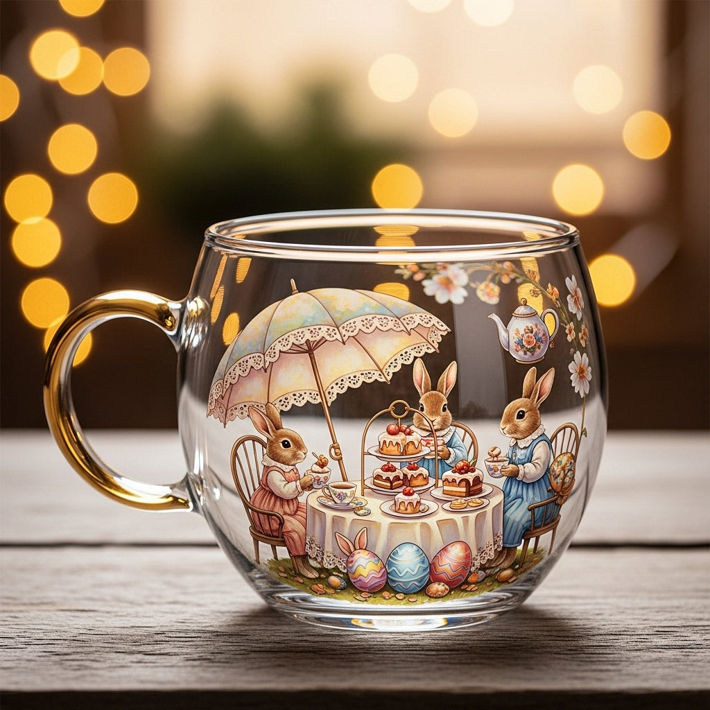 Klarglas-Tasse mit Landschaftsmotiv