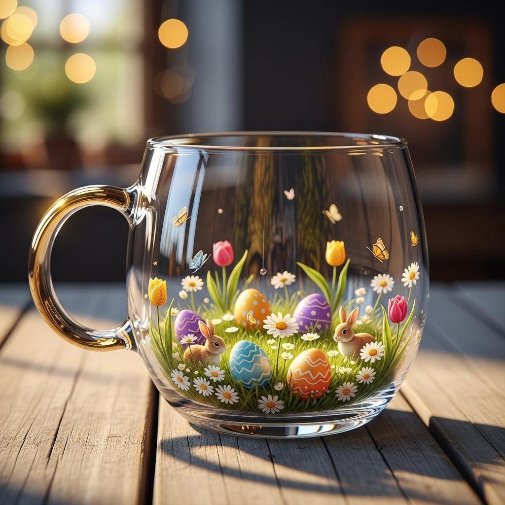 Klarglas-Tasse mit Landschaftsmotiv