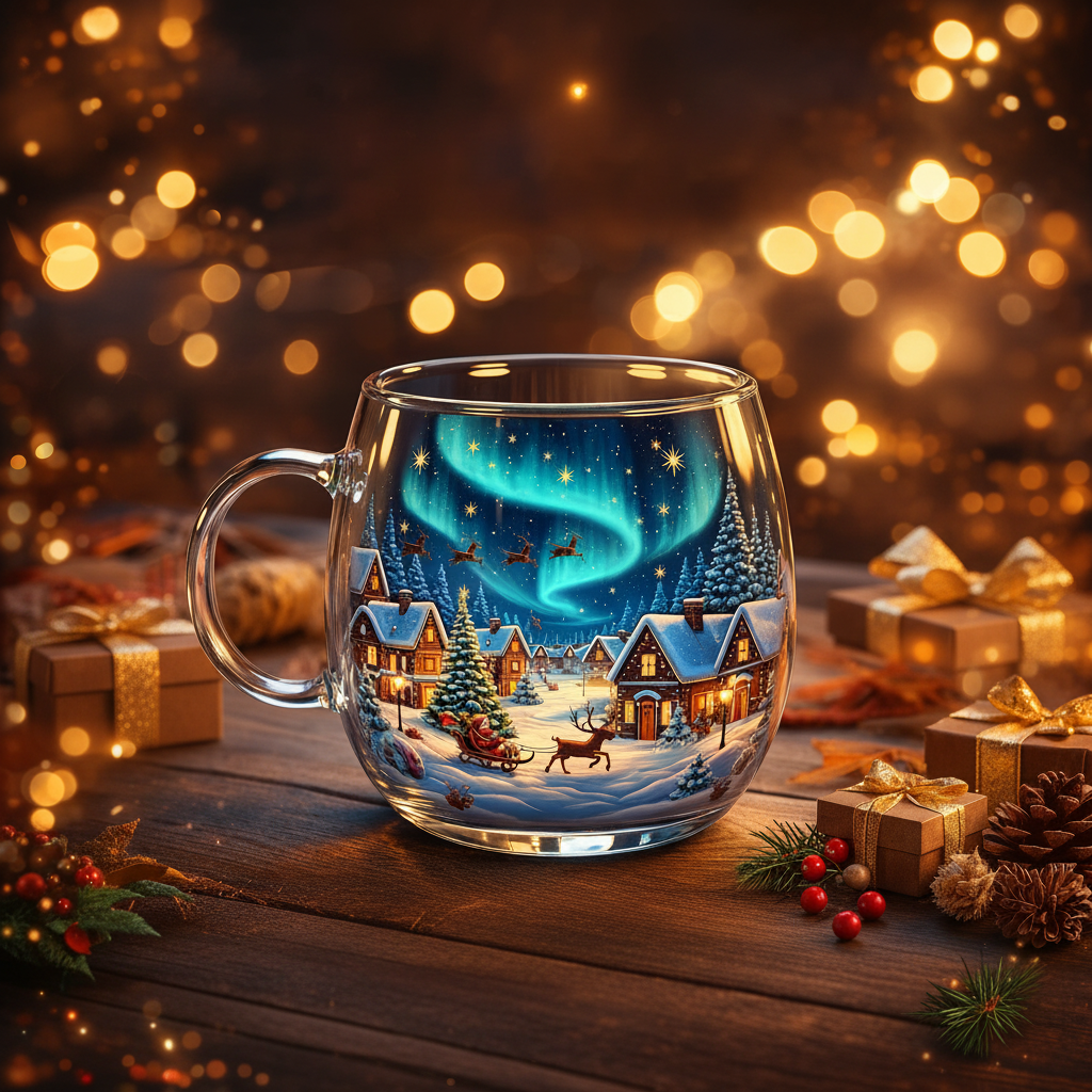 Klarglas-Tasse mit Landschaftsmotiv
