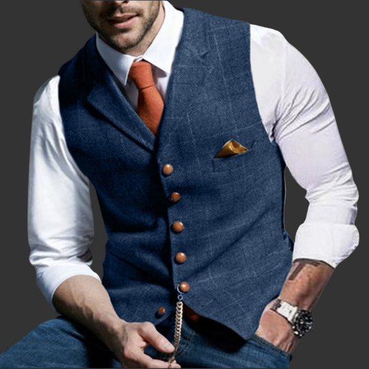 Klassische elegante Weste mit Reverskragen und Knopfleiste