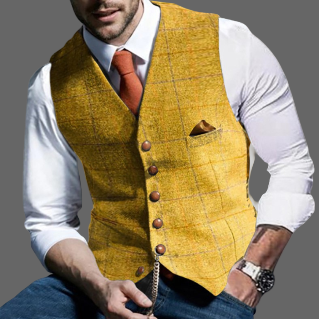 Klassische elegante Weste mit Reverskragen und Knopfleiste